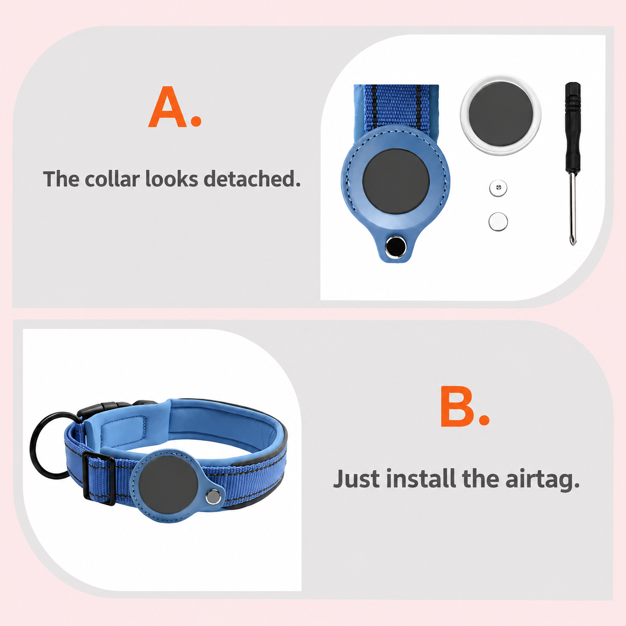 Reflective Dog Collar Compatible with AirTag