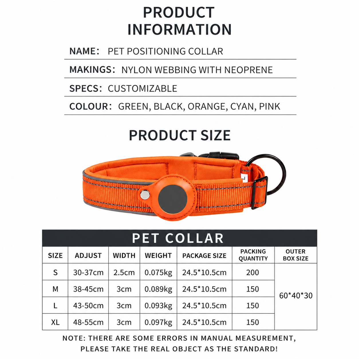 Reflective Dog Collar Compatible with AirTag